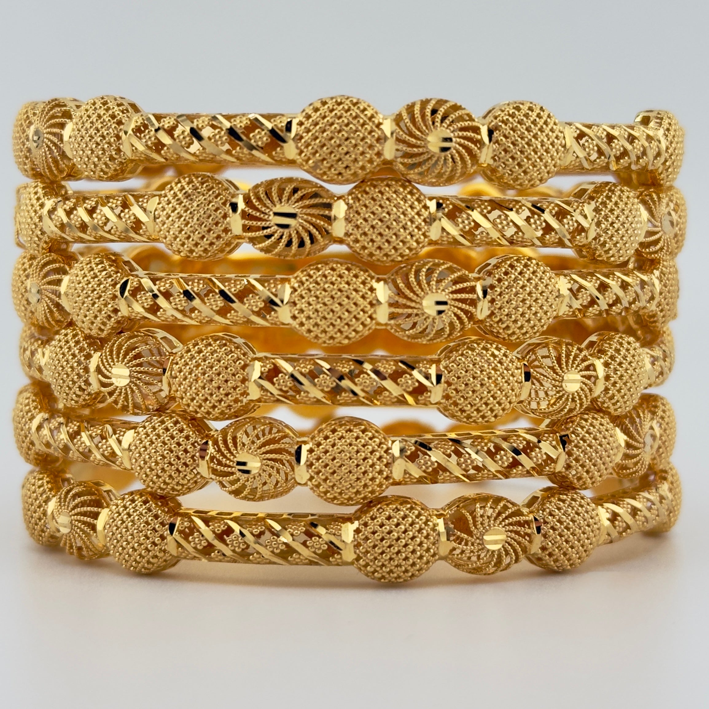 21k Gold Bangles sz MEDIUM set of 6 78.21 grams | 205564 – Sharif