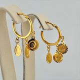 21K Gold Three-Coin Hoop Earrings 2.83 grams | 207703