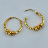 21K Gold Small Beaded Hoop Earrings 2.72 grams | 207704