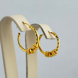 21K Gold Small Beaded Hoop Earrings 2.72 grams | 207704