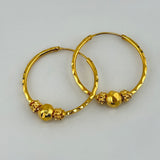 21K Gold Medium Beaded Hoop Earrings 3.20 grams | 207761