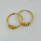 21K Gold Medium Beaded Hoop Earrings 3.20 grams | 207761