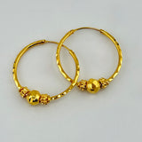 21K Gold Large Beaded Hoop Earrings 3.86 grams | 207762