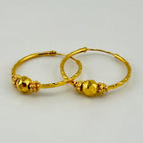 21K Gold Large Beaded Hoop Earrings 3.86 grams | 207762