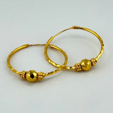 21K Gold XL Beaded Hoop Earrings 4.19 grams | 207763