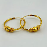 21K Gold Medium Beaded Hoop Earrings 3.20 grams | 207761