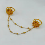 21K Gold Two Flower Ring Set with Beads 8.72 grams | 206181