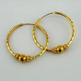 21K Gold XL Beaded Hoop Earrings 4.19 grams | 207763