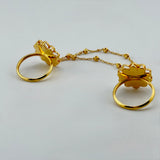 21K Gold Two Flower Ring Set with Beads 8.72 grams | 206181