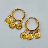 21K Gold Three-Coin Hoop Earrings 2.83 grams | 207703