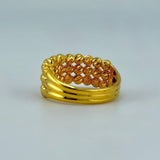 21K Gold Three Row Bead Ring 4.46 grams | 206183