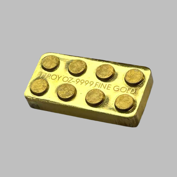1 oz .9999 Fine Gold - Monarch Building Block Bar - 2x4 with Custom Wood Storage Box