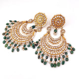 21k Polki Emerald Statement Earrings 135 grams | 193851