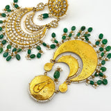 21k Polki Emerald Statement Earrings 135 grams | 193851