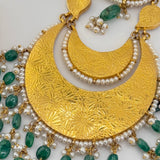 21k Polki Emerald Statement Earrings 135 grams | 193851