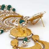 21k Polki Emerald Statement Earrings 135 grams | 193851