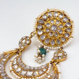 21k Polki Emerald Statement Earrings 135 grams | 193851