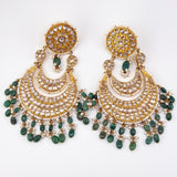 21k Polki Emerald Statement Earrings 135 grams | 193851