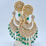21k Polki Emerald Statement Earrings 135 grams | 193851