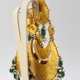 21k Polki Emerald Statement Earrings 135 grams | 193851