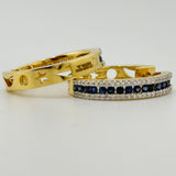 18K White Gold Sapphire & Diamond Hoop Earrings 0.61ct Sapphire 0.39ct Diamond | 206730