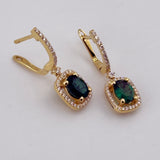 18K Yellow Gold Emerald &Diamond Halo Earrings 1.17ct Emerald 0.32ct Diamond | 206747