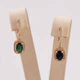 18K Yellow Gold Emerald &Diamond Halo Earrings 1.17ct Emerald 0.32ct Diamond | 206747