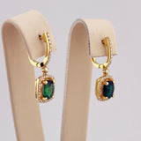 18K Yellow Gold Emerald &Diamond Halo Earrings 1.17ct Emerald 0.32ct Diamond | 206747