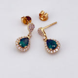 18K Yellow Gold Emerald & Diamond Drop Earrings 1.21ct Emerald 0.50ct Diamond | 206758