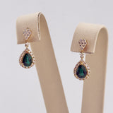 18K Yellow Gold Emerald & Diamond Drop Earrings 1.21ct Emerald 0.50ct Diamond | 206758