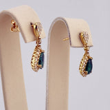 18K Yellow Gold Emerald & Diamond Drop Earrings 1.21ct Emerald 0.50ct Diamond | 206758