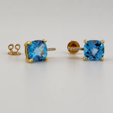 18K Yellow Gold Blue Topaz & Diamond Earrings 4.79ct Topaz 0.03ct Diamond | 206769
