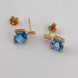18K Yellow Gold Blue Topaz & Diamond Earrings 4.79ct Topaz 0.03ct Diamond | 206769