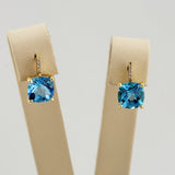 18K Yellow Gold Blue Topaz & Diamond Earrings 4.79ct Topaz 0.03ct Diamond | 206769