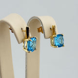 18K Yellow Gold Blue Topaz & Diamond Earrings 4.79ct Topaz 0.03ct Diamond | 206769