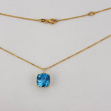 18K Yellow Gold Blue Topaz & Diamond Necklace 6.23ct Topaz 0.02ct Diamond | 206778