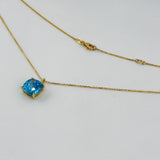 18K Yellow Gold Blue Topaz & Diamond Necklace 6.23ct Topaz 0.02ct Diamond | 206778