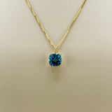 18K Yellow Gold Blue Topaz & Diamond Necklace 6.23ct Topaz 0.02ct Diamond | 206778