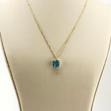 18K Yellow Gold Blue Topaz & Diamond Necklace 6.23ct Topaz 0.02ct Diamond | 206778