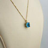 18K Yellow Gold Blue Topaz & Diamond Necklace 6.23ct Topaz 0.02ct Diamond | 206778