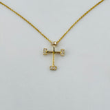 14K Yellow Gold Diamond Cross Necklace 0.04ct | 206780