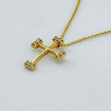 14K Yellow Gold Diamond Cross Necklace 0.04ct | 206780