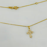 14K Yellow Gold Diamond Cross Necklace 0.06ct | 206781