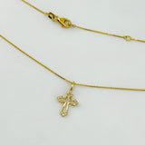 14K Yellow Gold Diamond Cross Necklace 0.06ct | 206781