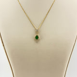 18K Yellow Gold Pear Emerald & Diamond Necklace 0.82ct Emerald 0.44ct Diamond | 206784