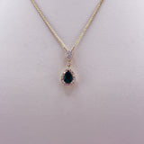 18K Yellow Gold Pear Emerald & Diamond Necklace 0.82ct Emerald 0.44ct Diamond | 206784