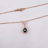 18K Yellow Gold Pear Emerald & Diamond Necklace 0.82ct Emerald 0.44ct Diamond | 206784