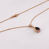 18K Yellow Gold Pear Emerald & Diamond Necklace 0.82ct Emerald 0.44ct Diamond | 206784