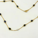 18K Yellow Gold Sapphire & Diamond Necklace 8ct Sapphire 0.03ct Diamond | 206786