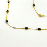 18K Yellow Gold Sapphire & Diamond Necklace 8ct Sapphire 0.03ct Diamond | 206786